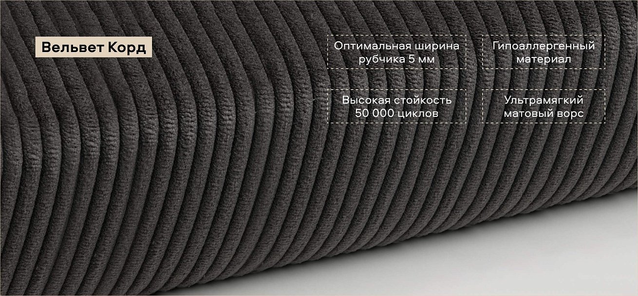 Угловой диван Босс Софт Модуль Макс Вельвет Корд графит