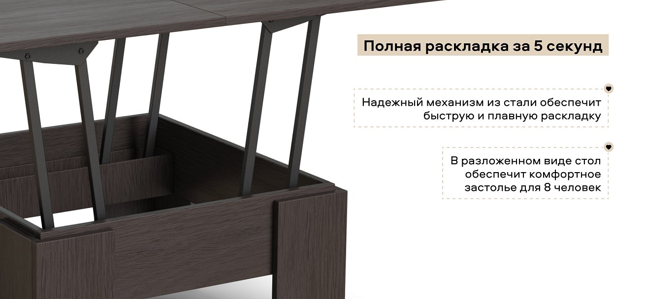 Стол трансформер Люкс Венге