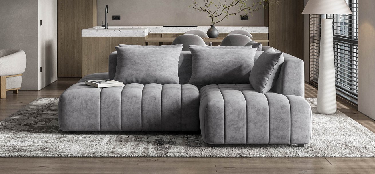 Угловой диван правый Босс Твин велюр Роял агат