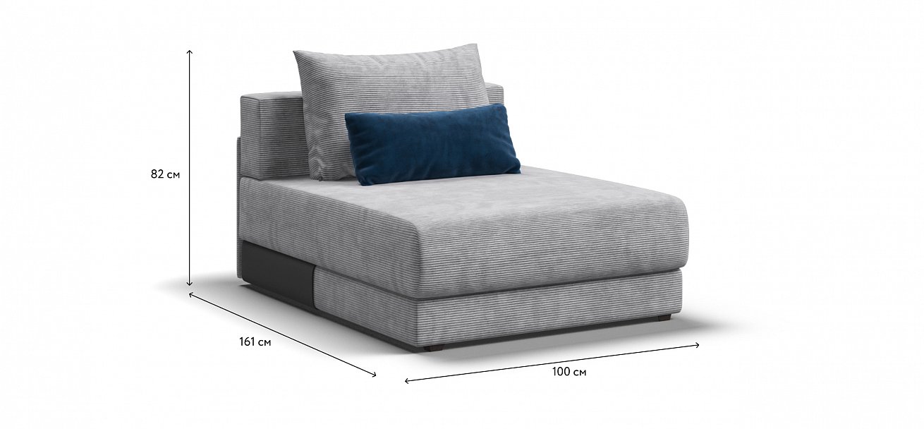 Ричмонд Модуль оттоманка Вельвет Корд серый