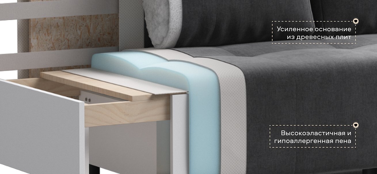 Диван Бостон Мини велюр Монолит серый