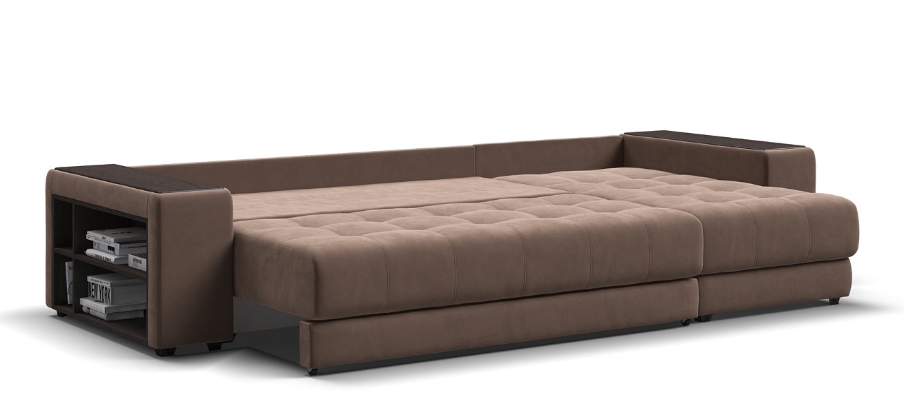 Угловой диван Дубай велюр Монолит мокко, велюр Монолит латте