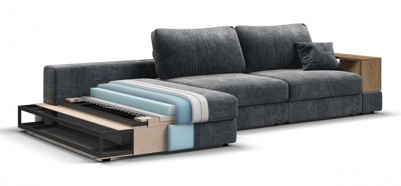 Угловой диван-кровать Босс Модуль ХЛ Шенилл Глосс карбон