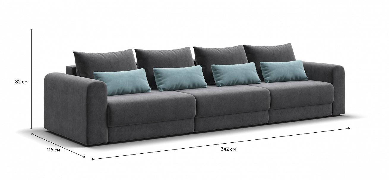 Модульный диван Ричмонд Модуль Макс велюр Монолит серый