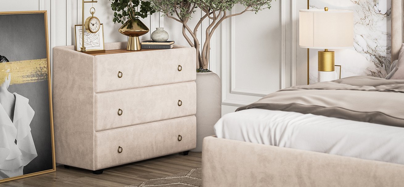 Комод Босс Классик велюр Монолит латте, Орех селект