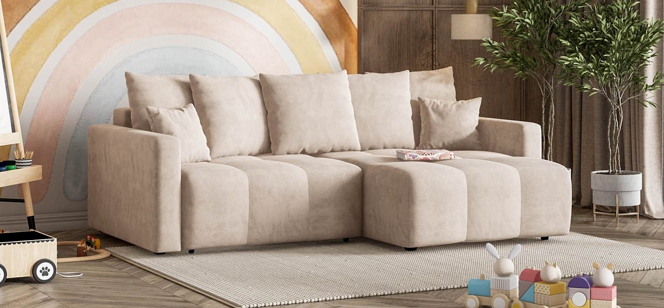 Угловой диван Босс Тренд велюр Монолит латте