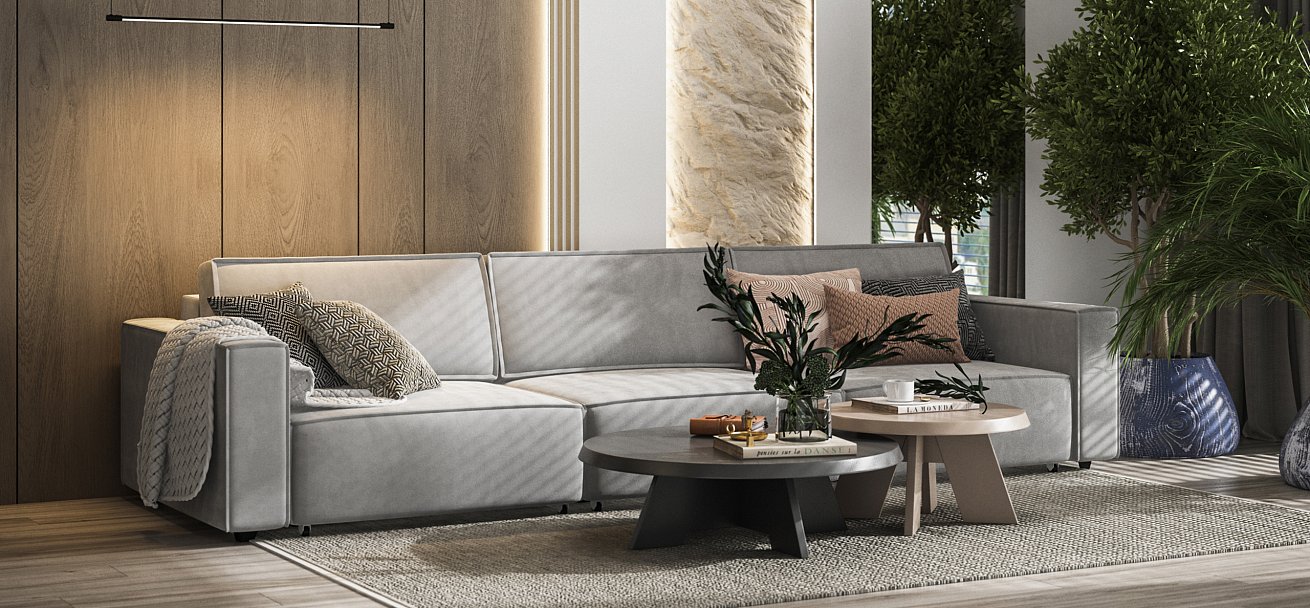 Диван Босс Софт Модуль Макс велюр Монолит сталь