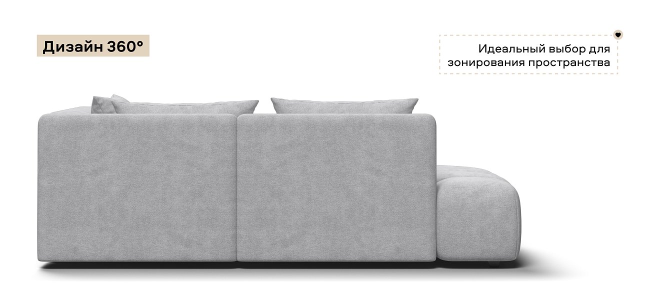 Угловой диван правый Босс Твин Шенилл Клауд серый