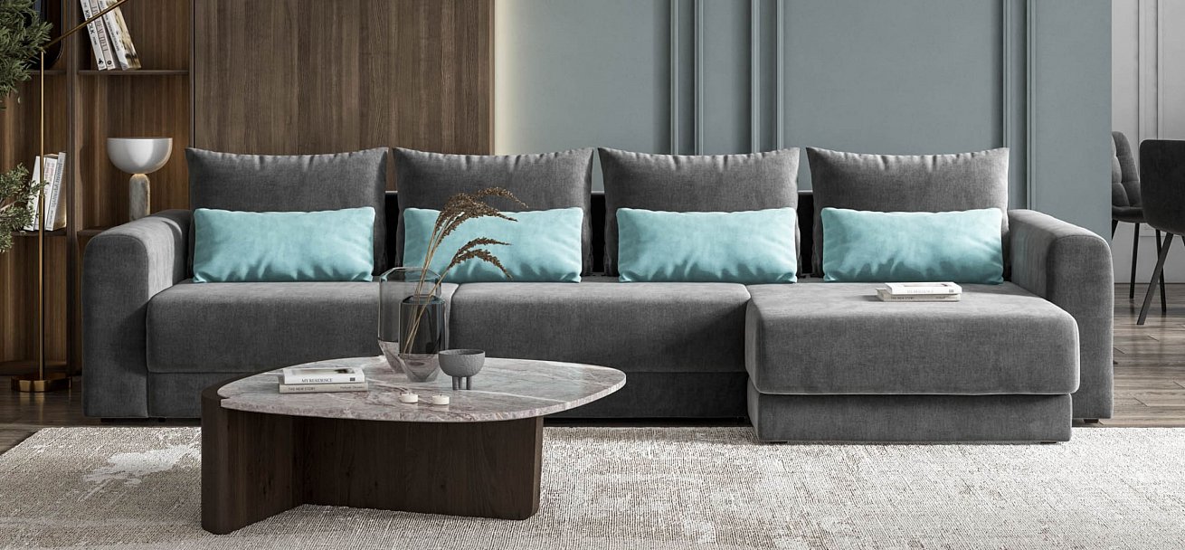 Модульный угловой диван Ричмонд Модуль Макс велюр Монолит серый