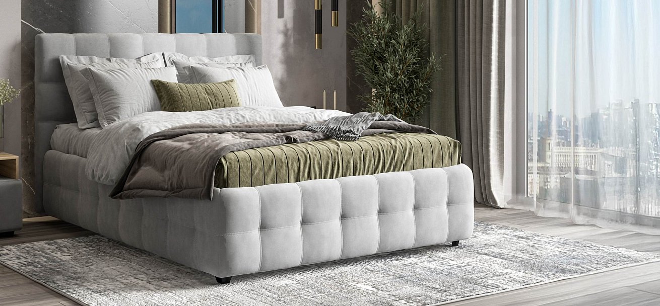 Босс Кровать+ПМ 160*200 велюр Монолит сталь