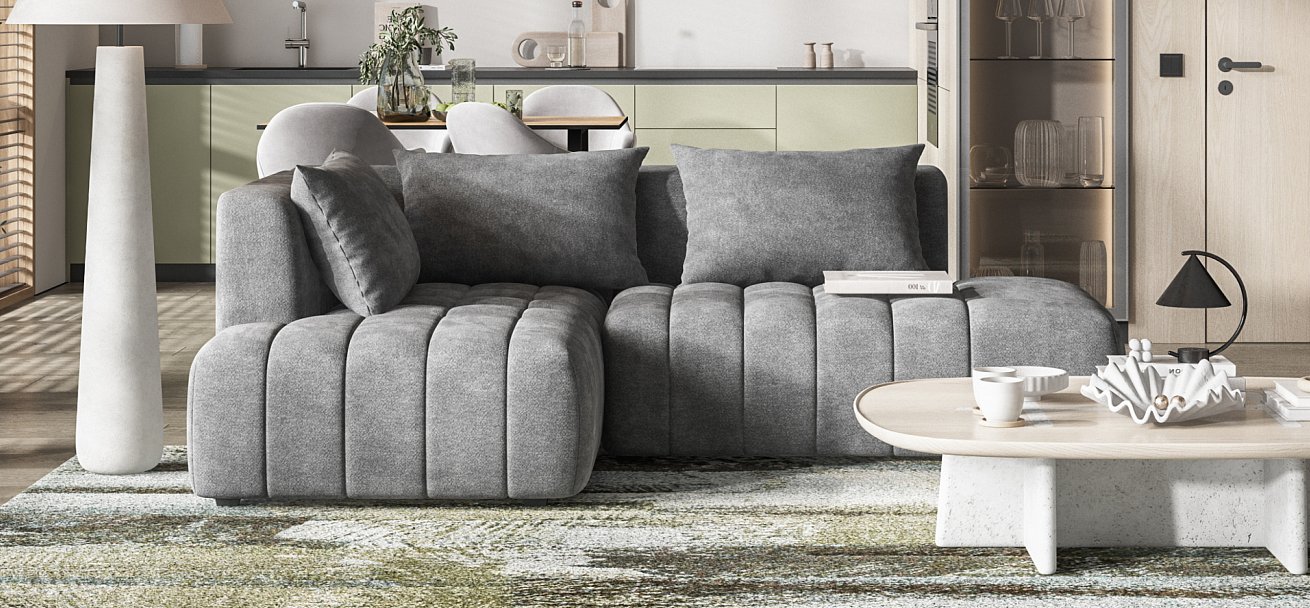 Угловой диван левый Босс Твин Шенилл Клауд графит