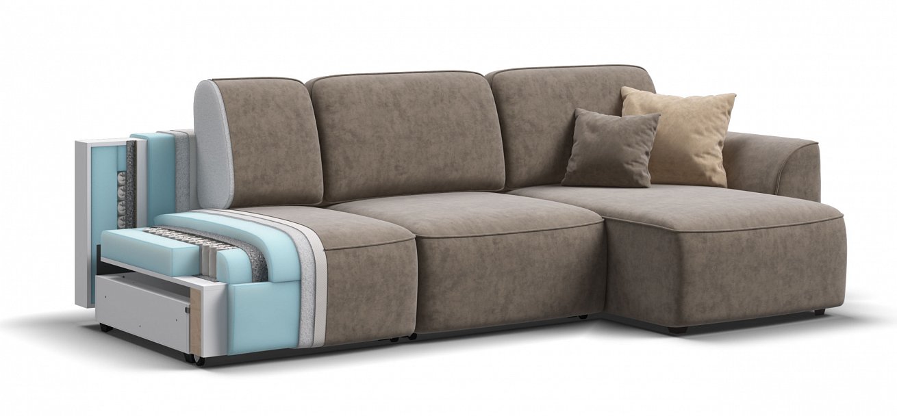 Угловой диван Кинг Модуль Макс велюр Роял тауп