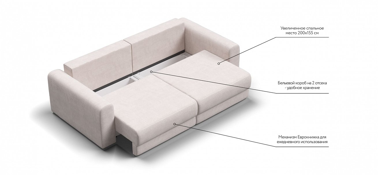 Модульный диван Ричмонд Модуль Вельвет Корд бежевый