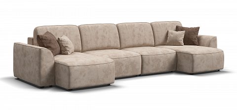 П-образный диван Кинг Модуль велюр Алькантара пепел 1