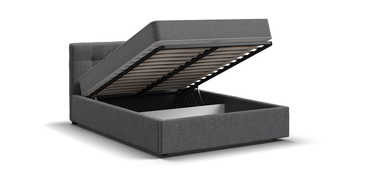 Белла Кровать + ПМ 140*200 Рогожка Мальмо серый