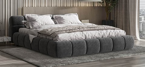 Босс Дрим Кровать+ПМ 180*200 велюр Монолит серый 2