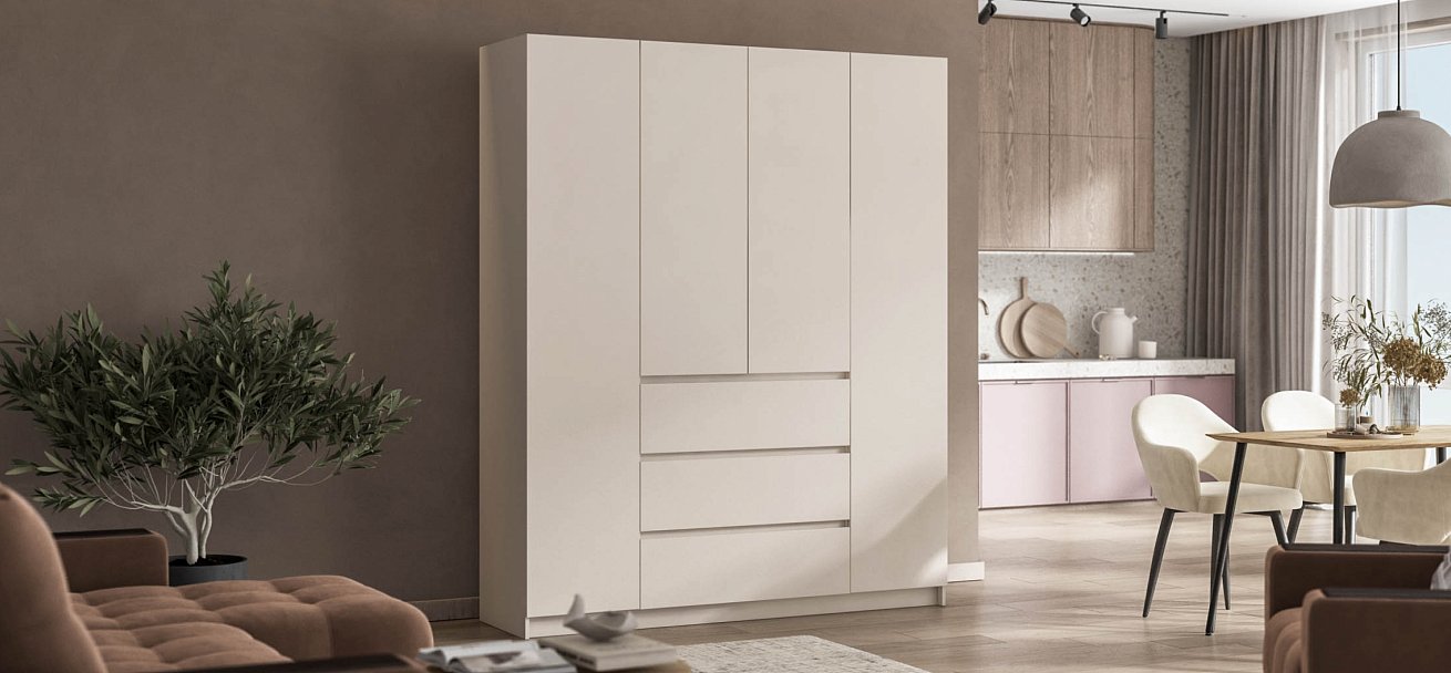 Идея 180 шкаф распашной 4Д+ящики Кашемир