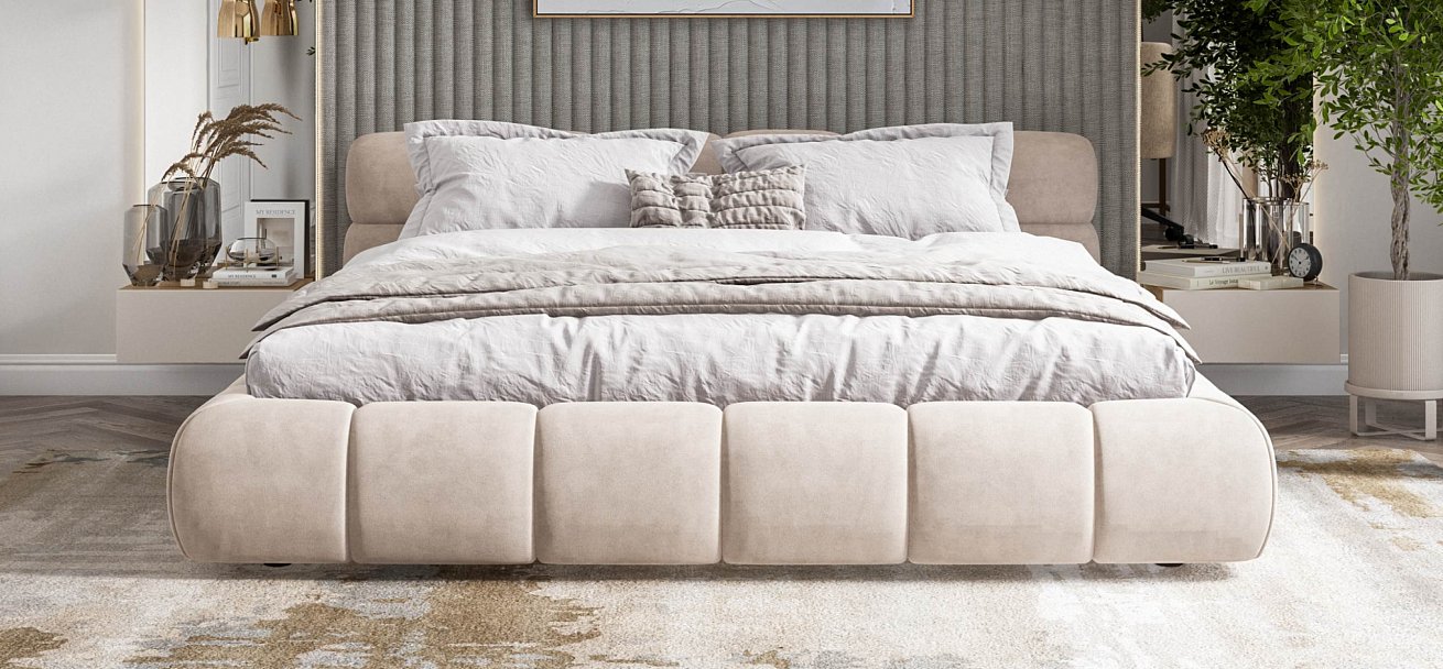 Босс Дрим Кровать+ПМ 180*200 велюр Монолит латте