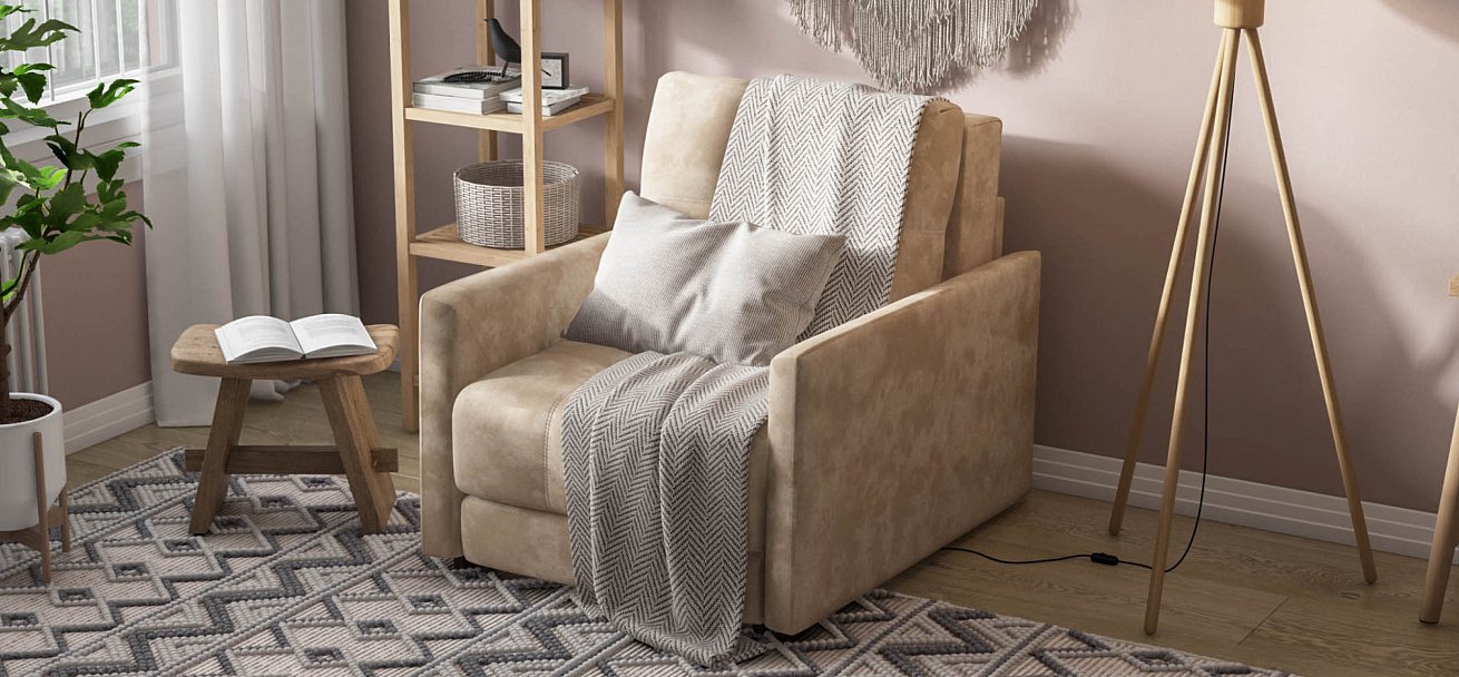 Босс Лофт кресло-кровать велюр Алькантара пепел