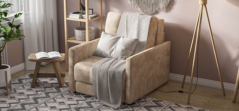 Босс Лофт кресло-кровать велюр Алькантара пепел 2