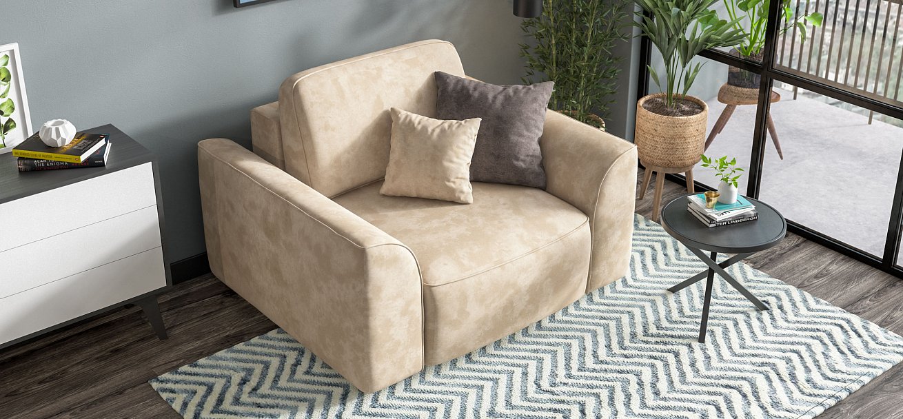 Кресло Кинг Модуль велюр Алькантара пепел