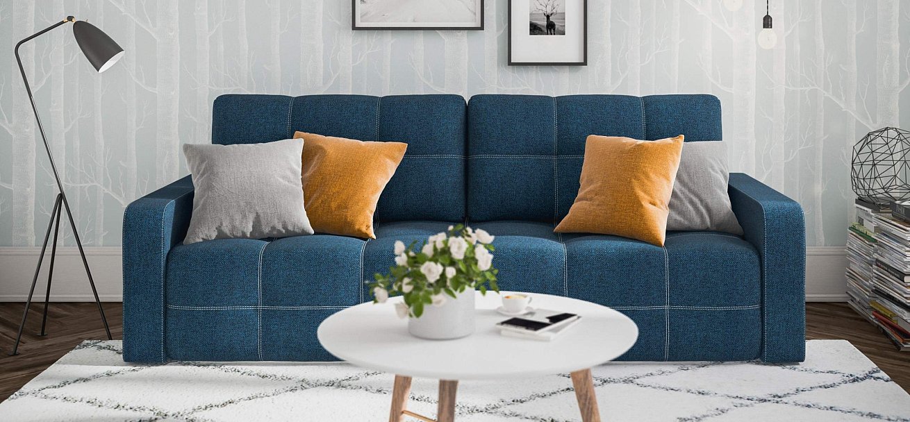 Диван Денди Рогожка Мальмо синий