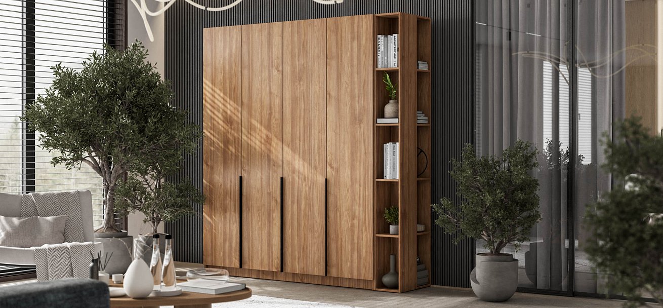 Босс Стандарт 180*220 шкаф распашной 4Д + ящики 01 Орех Селект