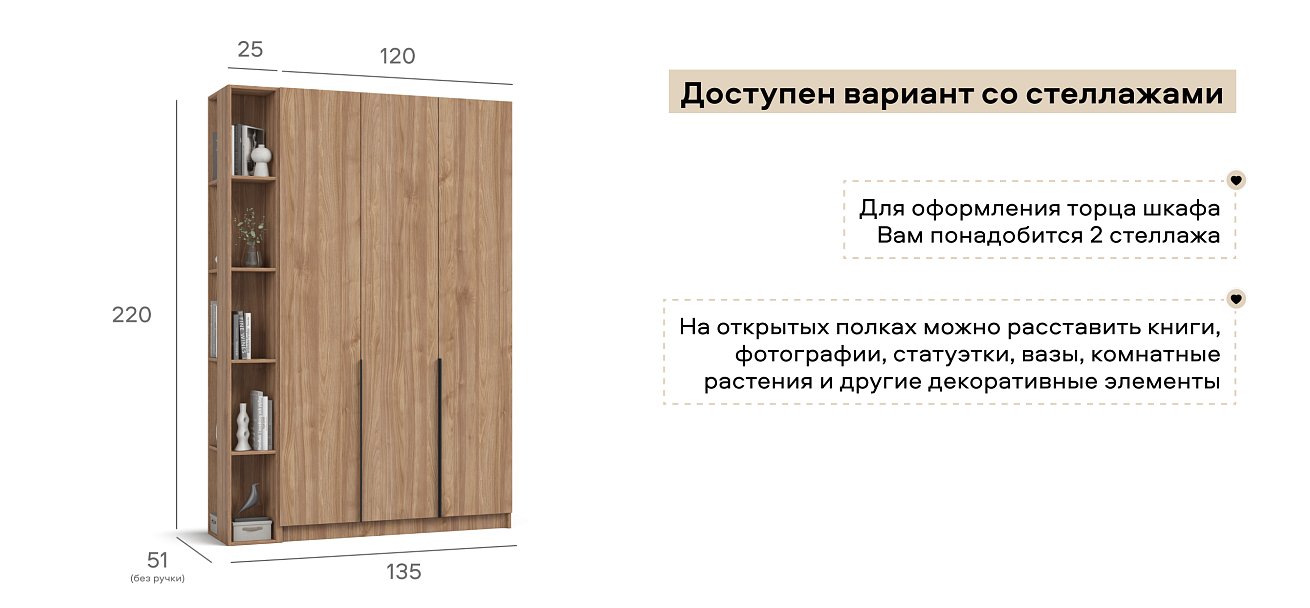 Босс Стандарт 120*220 шкаф распашной 3Д + ящики 01 Орех селект
