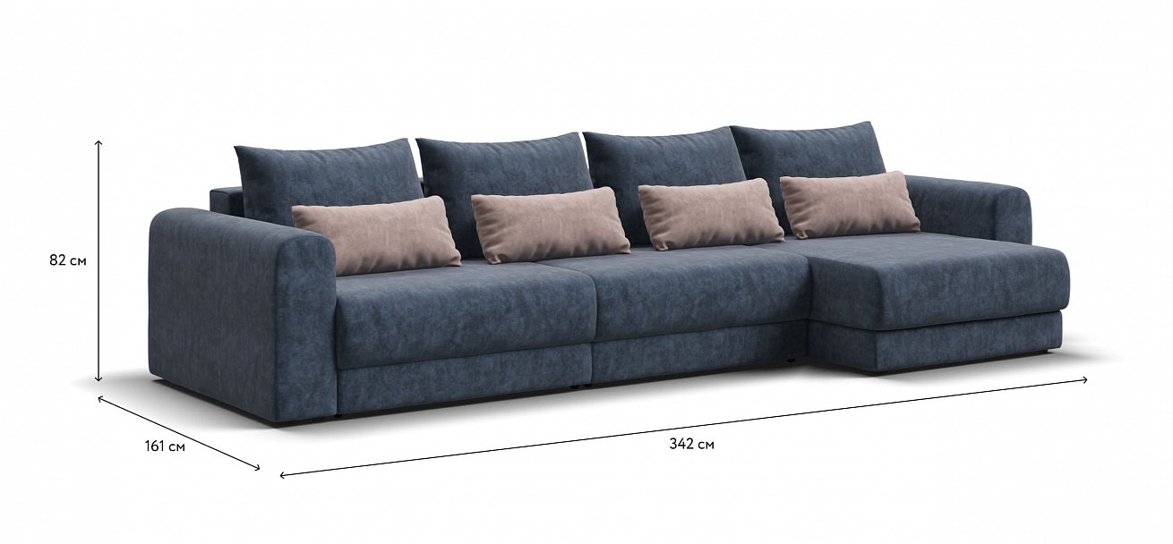 Модульный угловой диван Ричмонд Модуль Макс велюр Роял синий