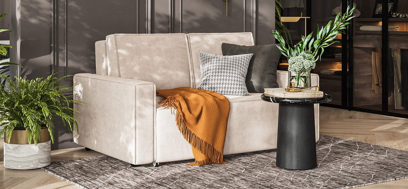 Диван Норд двухместный велюр Монолит латте