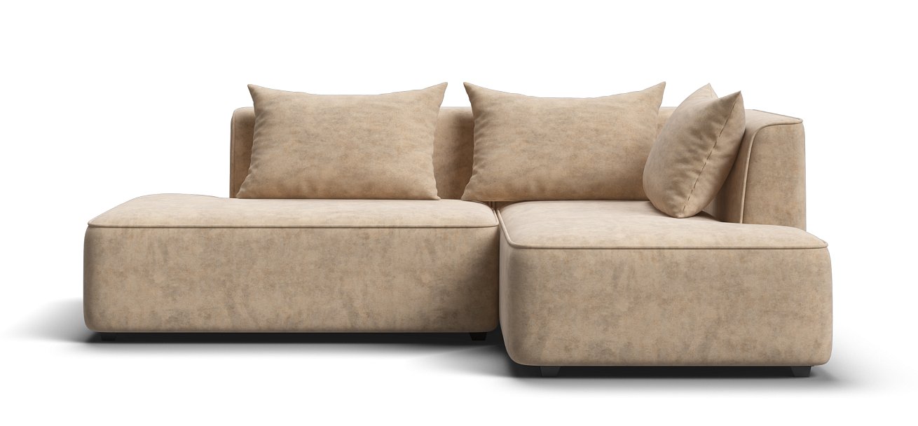 Угловой диван правый Кинг Твин велюр Роял шампань