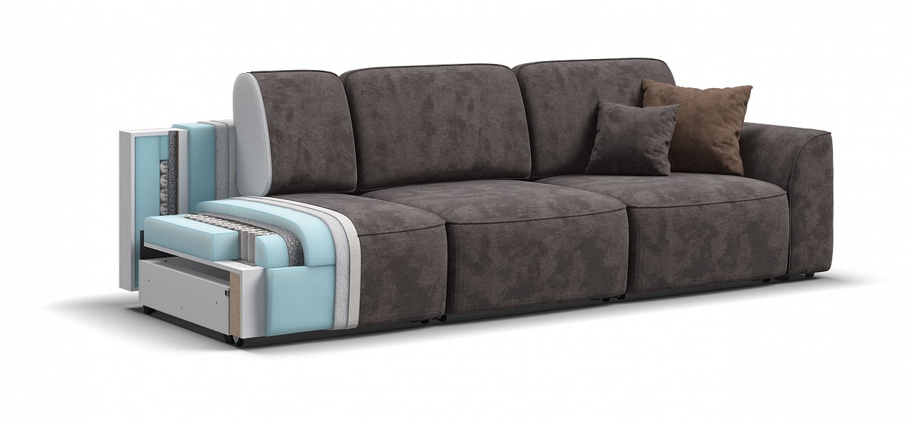 Диван Кинг Модуль Макс велюр Алькантара серый