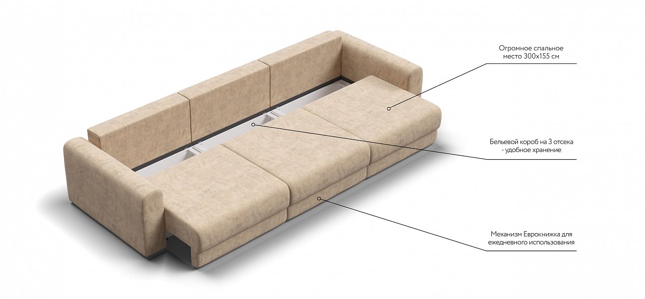 Модульный диван Ричмонд Модуль Макс велюр Роял шампань