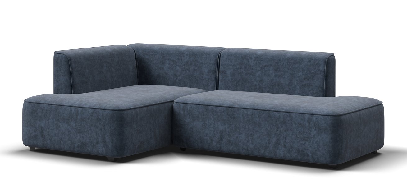 Угловой диван левый Кинг Твин велюр Роял синий