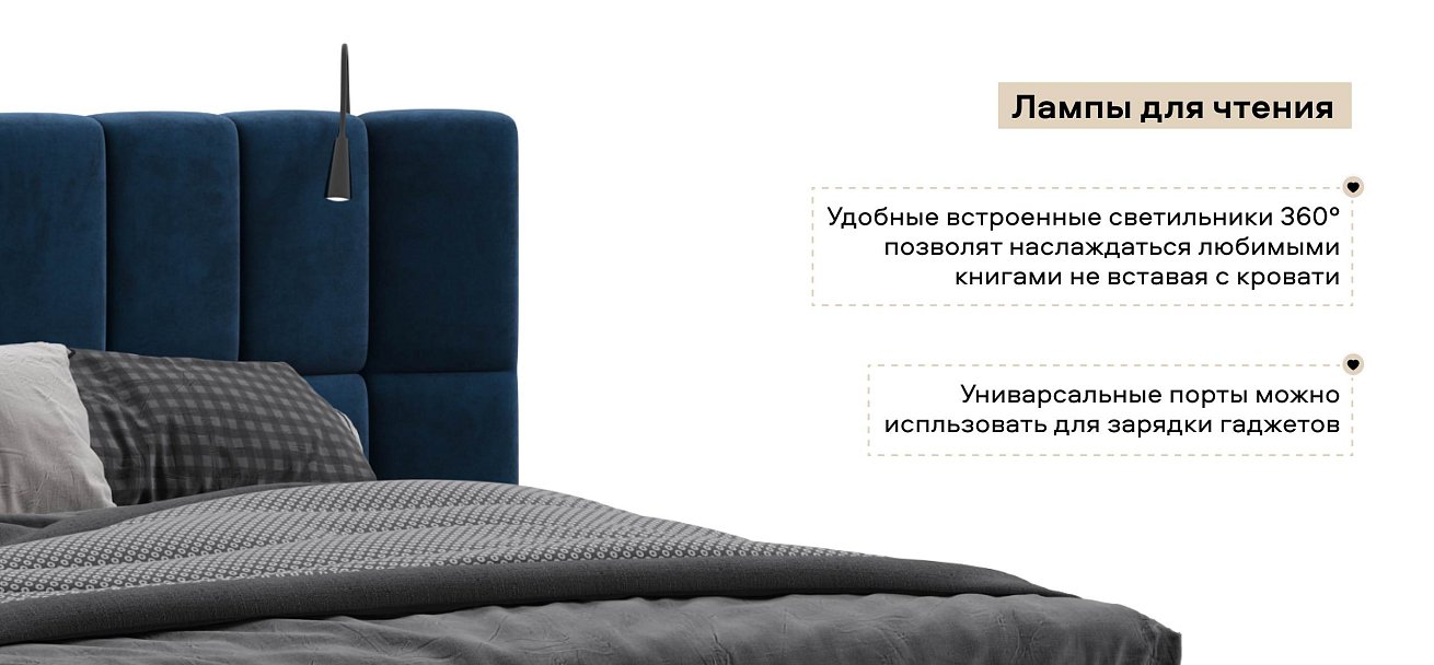 Босс ХО Кровать 180*200 велюр Монолит синий