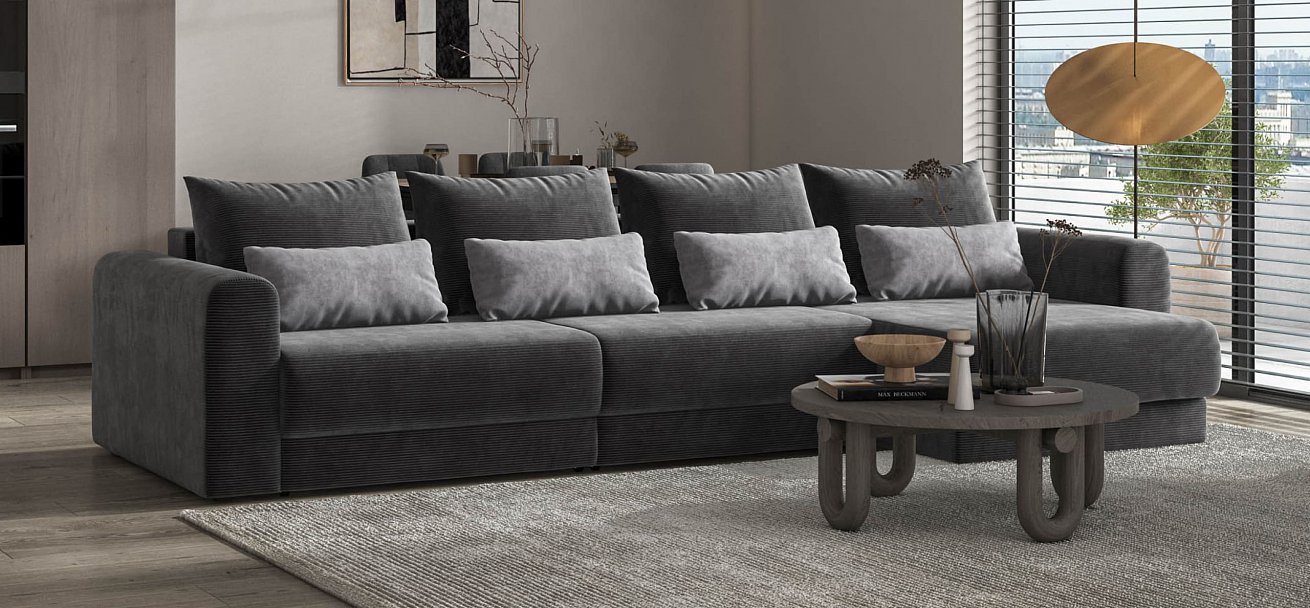 Модульный угловой диван Ричмонд Модуль Макс Вельвет Корд графит