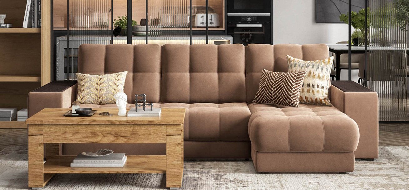 Угловой диван Босс ХЛ велюр Монолит мокко