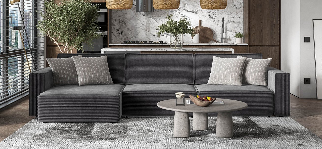 Угловой диван Босс Софт Модуль Макс Вельвет Корд графит