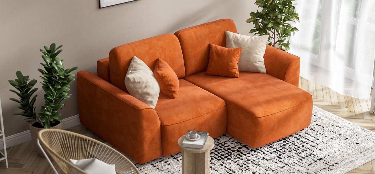 Угловой диван Кинг Модуль велюр Алькантара оранж