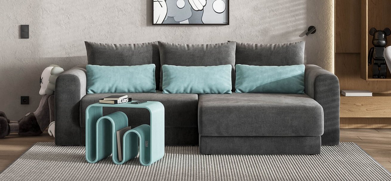 Модульный угловой диван Ричмонд Модуль велюр Монолит серый