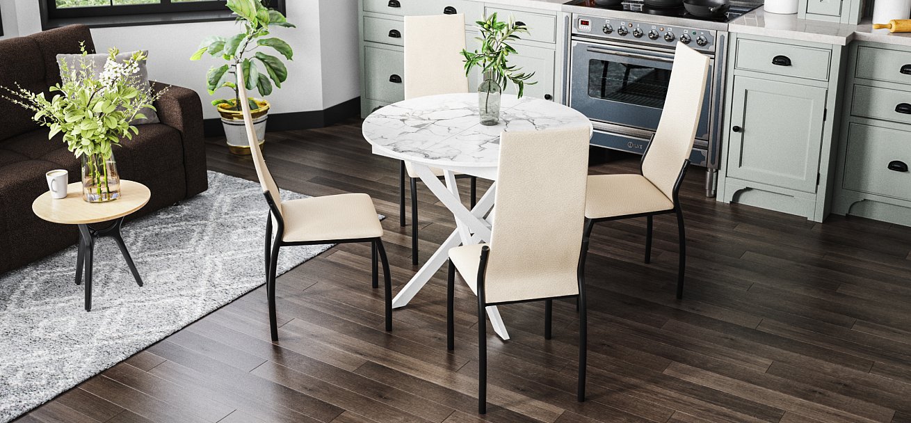 Стул АСТИ 2 шт. экокожа Латте, черный