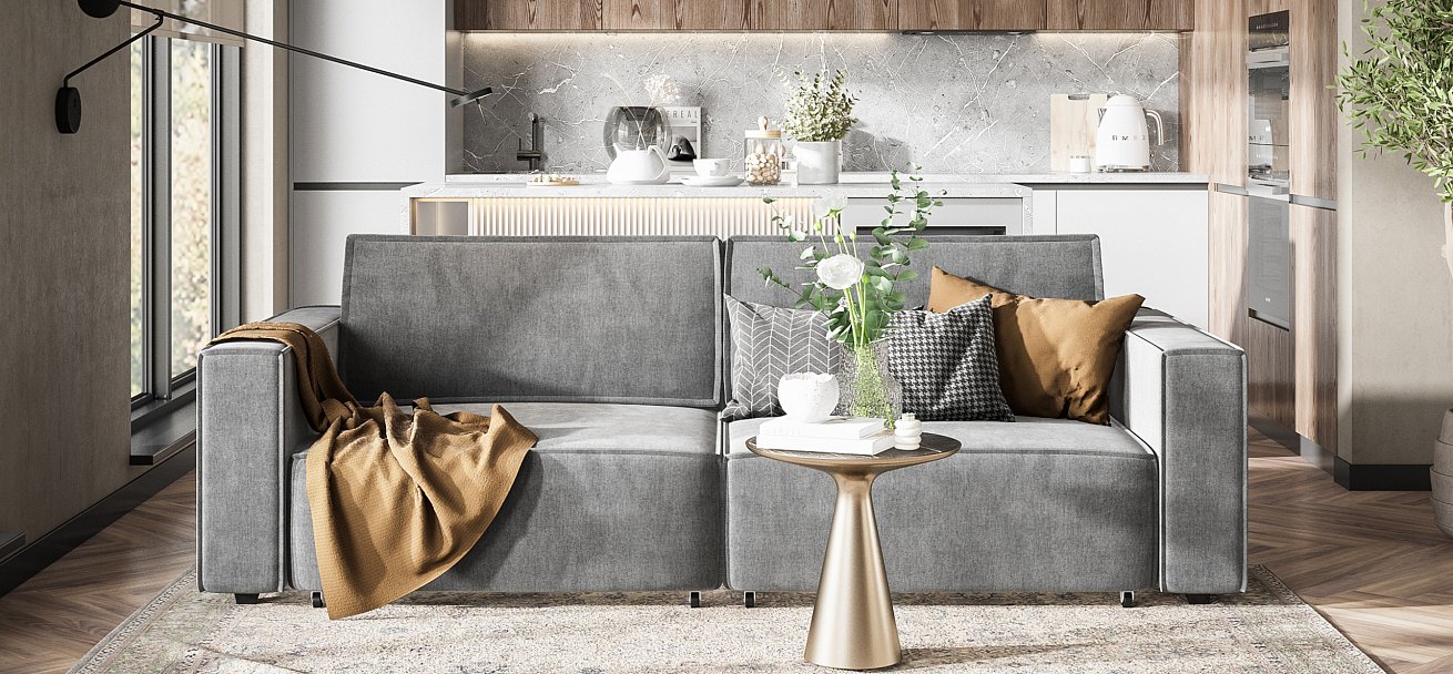 Диван Босс Софт Модуль велюр Монолит серый