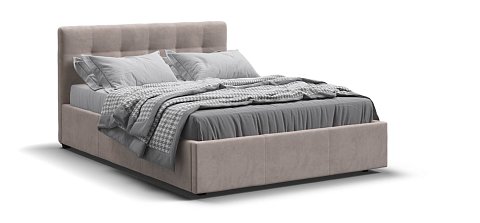 Белла Кровать + ПМ 140*200 велюр Монолит латте 1