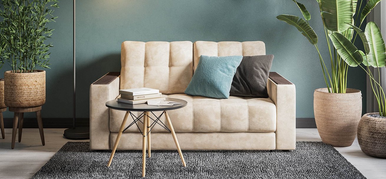 Диван Босс двухместный велюр Алькантара пепел