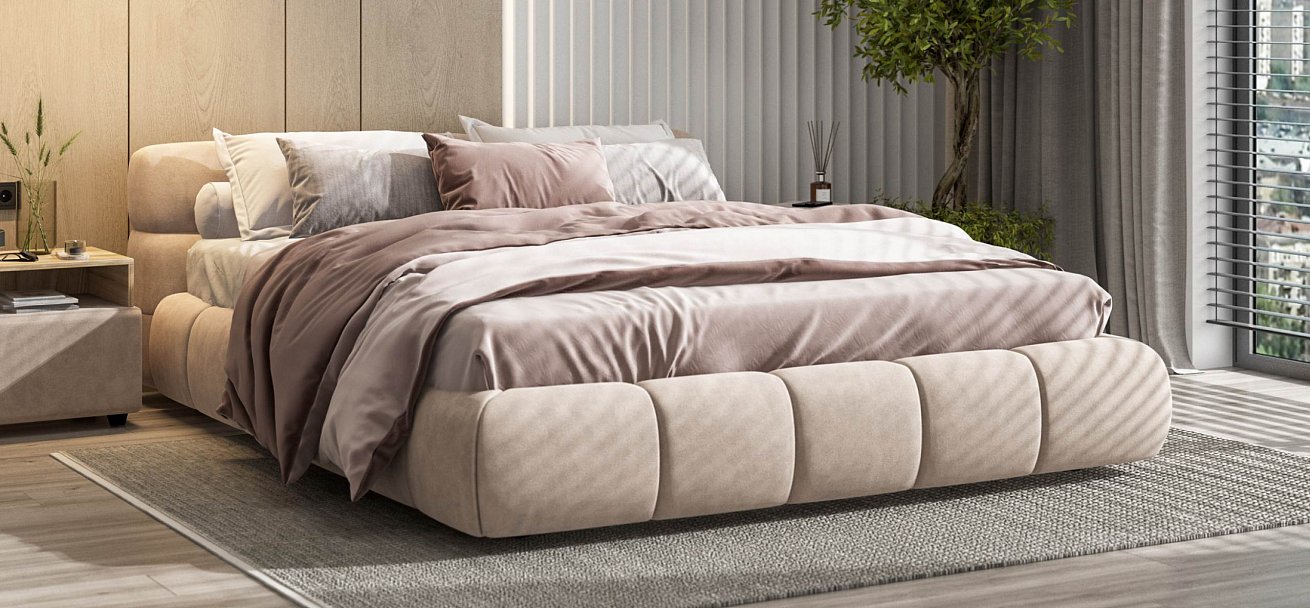 Босс Дрим Кровать+ПМ 160*200 велюр Монолит латте