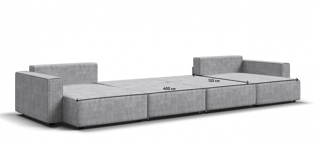 П-образный диван Босс Софт Модуль Вельвет Корд серый