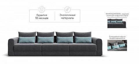 Модульный диван Ричмонд Модуль Макс велюр Монолит серый 2