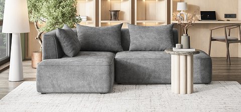 Угловой диван правый Кинг Твин Шенилл Клауд графит 2