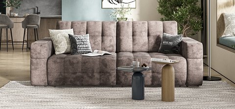 Диван Босс ХО велюр Алькантара серый / Камень 2