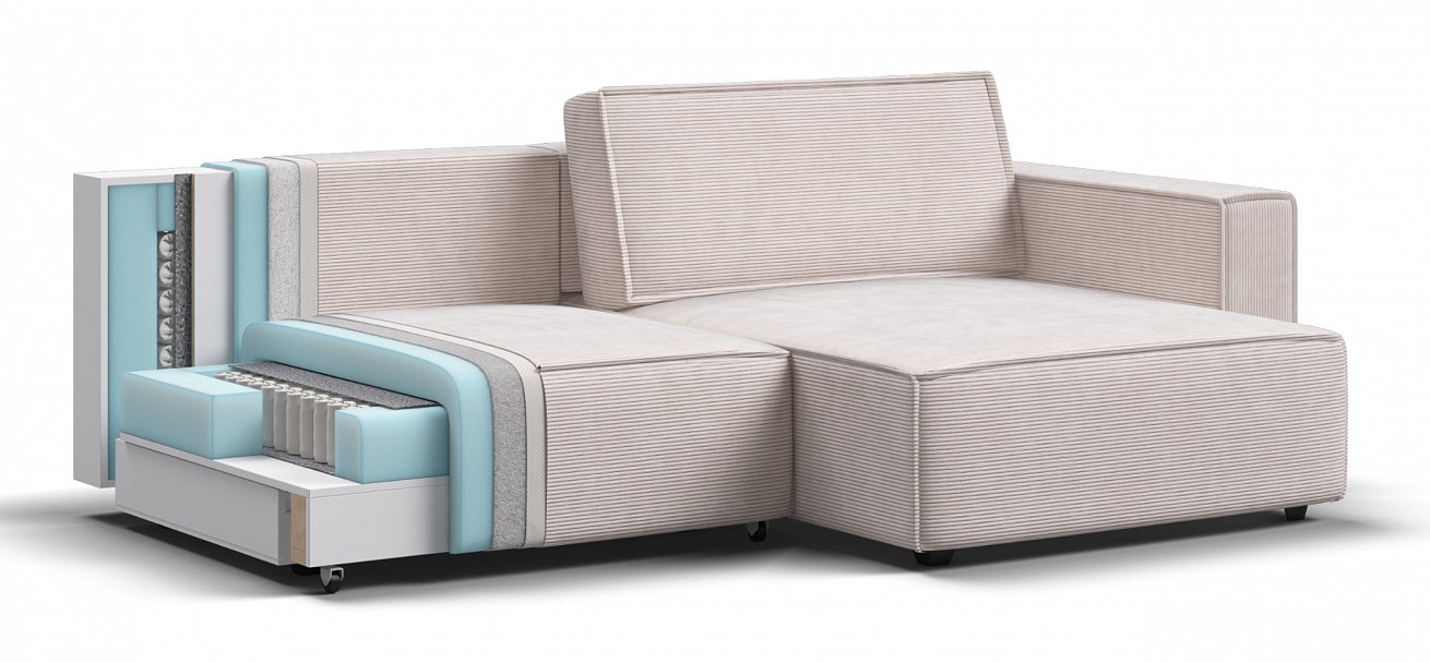 Угловой диван Босс Софт Модуль Вельвет Корд бежевый